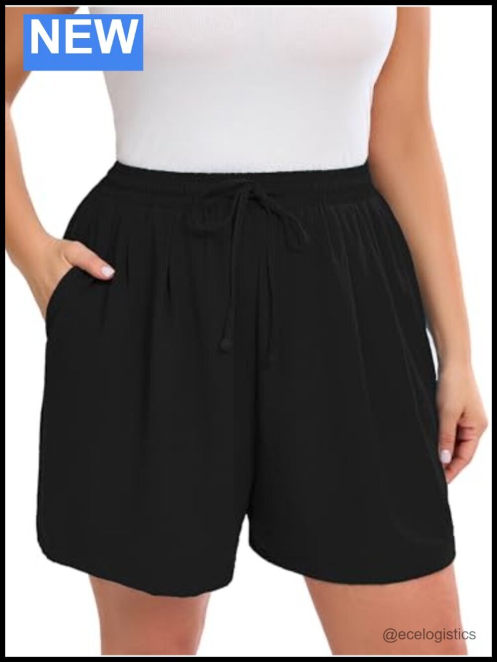 Plus Size Women's Wide Leg Shorts High Waisted Adjustable Tie Knot Loose Summer